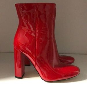 Patent leather (faux) red boots